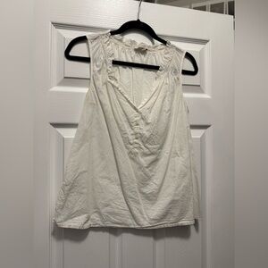 LOFT White Ruffled Sleeveless Blouse Size Small